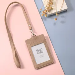 ☆ ベージュ ☆ 縦型 ☆ パスケース sebw1 パスケース 定期入れ カードホルダー ID ホルダー icカード ケース ネックストラップ 社員証 名札 おしゃれ レディース メンズ 落ちない カードポケット 通勤 通学 会員証 シンプル