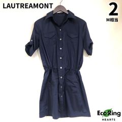 LAUTREAMONT ロートレアモン シャツワンピース ドローストリング ネイビー M レディース  伸縮素材 お出かけ 【送料無料】 MSID398