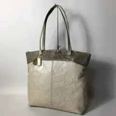 2507-132｜コーチ シグネチャー トートバッグ レザー ベージュ パイソン