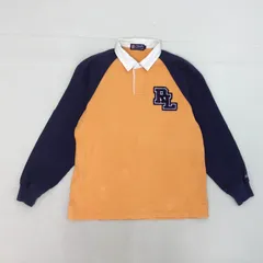 ■CHAPS RALPH LAUREN チャップスラルフローレン ポロシャツ ラガーシャツ トップス 長袖 オレンジ L メンズ ワッペン 日登美 0.52kg