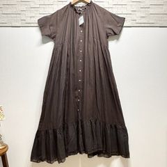 【未使用】【タグ付き】USED古着 ツハルバイサマンサモスモス TSUHARU by Samansa Mos2 ワンピース  ダークブラウン 夏 秋 ギャザー かわいい インナーワンピース付き インド製 ゆったり ナチュラル 妊婦 大きめ