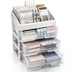 デスクオーガナイザー 3段引き出し 文房具収納ケース 卓上 小物入れ引き出し 書類ケース ペン立て 組立不要 大容量 整理整頓 デスク周り 事務用品