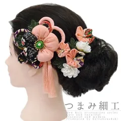 髪飾り 成人式 つまみ細工 振袖 袴 花 浴衣 夏祭り 花火大会 3点セット ピンク 桜色 椿 浴衣 かんざし 和装 FTS No.9-3843