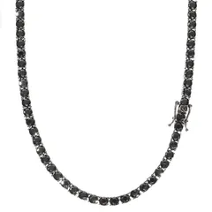 テニスネックレス 4mm x 45/50cm CZダイヤ（キュービックジルコニア） テニスチェーン ブラックCZ TENNIS NECKLACE