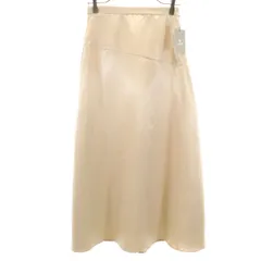 未使用 nano universe ナノユニバース ロング丈 サテン フレアスカート 38 ベージュ レディース 古着