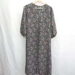 ◇ ⊂ w closet ダブルクローゼット 総柄 長袖 ロング ワンピース サイズF ブラック系 レディース E  【1412090020650】
