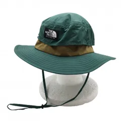 【超美品】ザノースフェイス ホライズンハット グリーン×ブラウン系 メッシュパネル 顎ストラップ付 XL  ゴルフウェア THE NORTH FACE