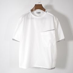 美品 エルメス HERMES フランス製 ジップショルダー コットン 半袖 カットソー 39 ホワイト メンズ 正規品 5-YC021
