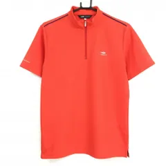 【美品】ティゴラ 半袖ハイネックシャツ レッド ハーフジップ 肩ラインネイビー  メンズ M ゴルフウェア TIGORA