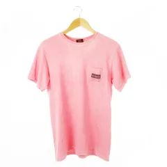 ステューシー STUSSY Tシャツ クルーネック 丸首 半袖 ポケット ワンポイント プリント ロゴ ヴィンテージ加工 S ピンク /CK5 ■GY19のサムネイル