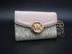 ■美品■ MICHAEL KORS マイケルコース MK柄 レザー×PVC 6連 キーケース 鍵入れ ピンク系×オフホワイト系 DH7869