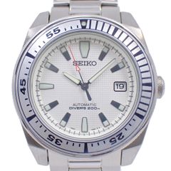 SEIKO セイコー ホワイトサムライ 200Mダイバー 自動巻き メンズ 腕時計 白文字盤 純正SSベルト 7S35-00B0【いおき質店】