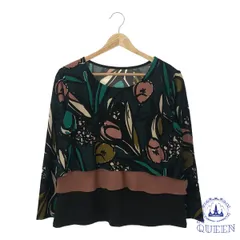 【訳アリ】 APAISER アペゼ トップス カットソー 長袖 クルーネック カジュアル おしゃれ レディース グリーン プリント 901-16023 送料無料 古着