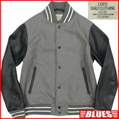 COEN コーエン スタジャン M 古着 レザー ブルゾン ジャンパー 本革 ウール グレー 黒 レザースタジャン_サイズM一覧←SEULB屋着古← X7637