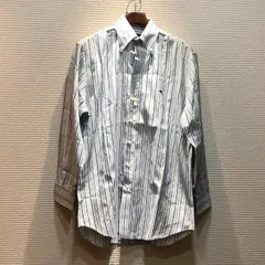 【3/3まで期間限定価格】 ETRO エトロ マーク刺繍 ストライプ シャツ 長袖 カッターシャツ ボタンダウン グリーン ネイビー 41