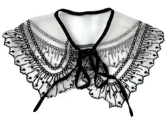 かわいいレース付け襟 リボン付き 取り外し可能偽襟 レイヤード セーター重ね着 フリル襟  007007P_3