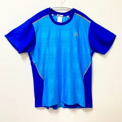 古着　adidas　アディダス　CLIMACOOL　クライマクール　半袖Tシャツ　ユニセックス　2Lサイズ　クルーネック　ドライ　ブルー　青
