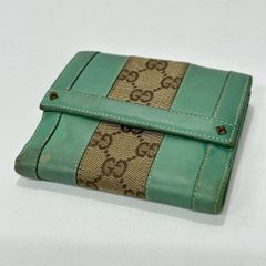 S GUCCI 二つ折り財布 GG キャンバス グリーン - メルカリ
