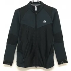 【超美品】アディダス ジャケットブルゾン 黒×ダークグレー 凹凸生地 一部裏起毛  レディース M ゴルフウェア 2023年モデル adidas