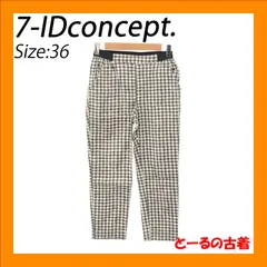 7-Idconcept. セブンアイディコンセプト パンツ クロップドパンツ テーパード レディース ホワイト ブラック 白 黒 ギンガムチェック柄 36