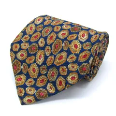 ダンヒル ブランド ネクタイ 総柄 小紋柄 幾何学模様 シルク PO メンズ ネイビー dunhill 【中古】