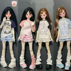 WY229　BJD 衣装 日常 洋服　1/4 ブラック　ドール 　ハンドメイ ドール服 1/4サイズ mdd msd スカート 5点セット bjdドール衣装