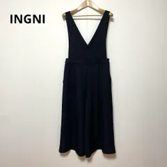 INGNI イング ブラック Vネック ノースリーブ サロペット M 腰ゴム