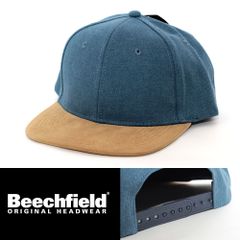 平ツバ キャップ 帽子 Beechfield ビーチフィールド Suede peak snapback デニムブルー BC668-O-DEBL スナップバック イギリス ブランド