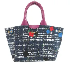ミュベール muveil ハンドバッグ ミニトート ツイードフラワープリント 紺 ネイビー /UO ■SHのサムネイル