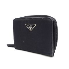 PRADA / プラダ ■二つ折り財布　ラウンドファスナー　ナイロン　レザー　ブラック M222 【財布/サイフ/ウォレット/wallet/コイン】 ブランド【中古】 