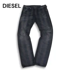 イタリア製★ DIESEL ディーゼル 【BUSTER】 ダメージ加工★ ストライプ スリム デニム パンツ ジーンズ Sz.29　メンズ