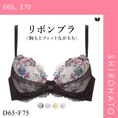 ワコール ルジェ ブラジャーE65 & ショーツ 薄グリーン紫花柄紐パン