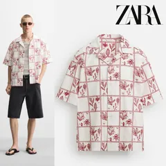 [ZARA] コントラスト刺繍シャツ メンズ 完売品 在庫限り