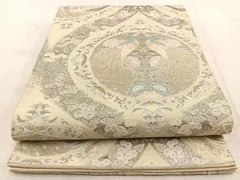 平和屋着物◎六通柄袋帯　唐織　プラチナ箔　立枠孔雀紋　正絹　逸品　BAAU6338yc