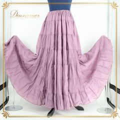 【ベリーダンス用衣装】くすみピンク ジプシースカート ロング ボリューム 紫 フリル 大きく広がる裾 女性らしい かわいい ベリーダンス 衣装 ジプシースカート くすみピンク おしゃれ スカート ダンスウェア 伸縮性 裾広がり ウエストゴム ロングファッション