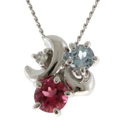 タサキ TASAKI ネックレス Pt900プラチナ ピンクトルマリン アクアマリン 中古