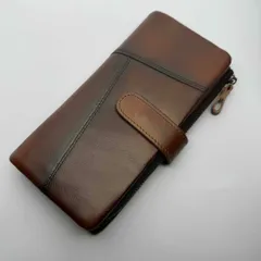 ☆長財布 本革 ワックスレザーレトロ風ヴィンテージ風 ブラウンa013