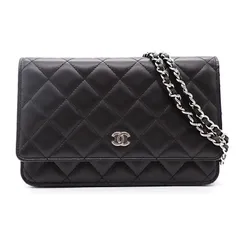 シャネル CHANEL ショルダーバッグ マトラッセ クラシック チェーンウォレット 2020年製 AP0250 ブラック ボルドー ラムスキン シルバー金具 【中古】