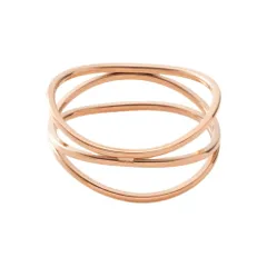 【ピンクゴールド × 17号】[Cream dot. クリームドット公式] リング 指輪 レディース ステンレス製 金属アレルギー つけっぱなし サージカルステンレス ウェーブライン メタル 艶 レイヤード風 3連 変形 大きいサイズ 大人