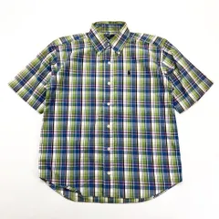 POLO RALPH LAUREN ☆ 爽やかなカラーリング◎ 半袖 チェック ボタンダウン シャツ グリーン ライトブルー S ポロラルフローレン■DE220