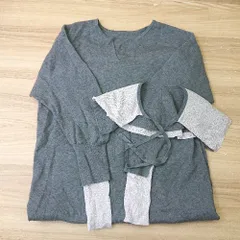 ◇ ◎ LOWRYS FARM ローリーズファーム ニット カジュアル ラメ 長袖 ロング丈 ワンピース サイズF グレー レディース E  【1405140023824】