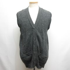 シェットランドアイランド SHETLAND ISLANDS ウール ニット ベスト セーター カーディガン 42 グレー ノースリーブ 英国製