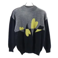 ランセル ハート柄 ウール 100％ ニット ブラック×グレー LANCEL 長袖 セーター レディース 【中古】  【230305】