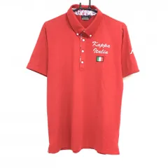 ★値下げ★【超美品】カッパ 半袖ポロシャツ レッド×白 ボタンダウン 袖ロゴ メンズ L ゴルフウェア Kappa