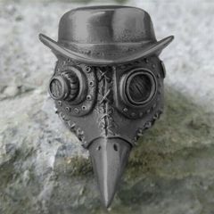 リング ペストマスク スチームパンク ダークシルバーカラー