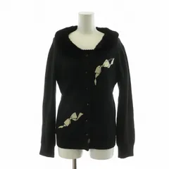 インゲボルグ INGEBORG アンサンブルニット カーディガン リボン ラインストーン 襟ラビットファー 絹 シルク混 M ブラック P0243KAL27 /NQ ■BM