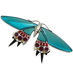 スワロフスキー SWAROVSKI クリスタル バタフライモチーフ ブローチ ジルコニア ブローチ シルバー925 シルバー マルチカラー レディース 【中古】