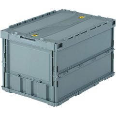 TR-C50B-GY グレー 50Lロックフタ付 収納ケース 薄型折りたたみコンテナ 収納ボックス トラスコ中山(TRUSCO)