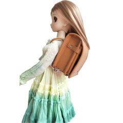 ドール用ランドセル3分4分通用制服鞄通学バッグスクールバック (茶)