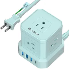 【人気商品】5個AC口 雷ガード 3個USBポート 1個Type-C コンセントusb付き 電源タップ usb付き 2m タコ足配線 テーブルタップ 延長コード OAタップ マルチタップ Type-C付 安全保護機能 自宅用 キューブ型電源タップ（2400Ｗ)